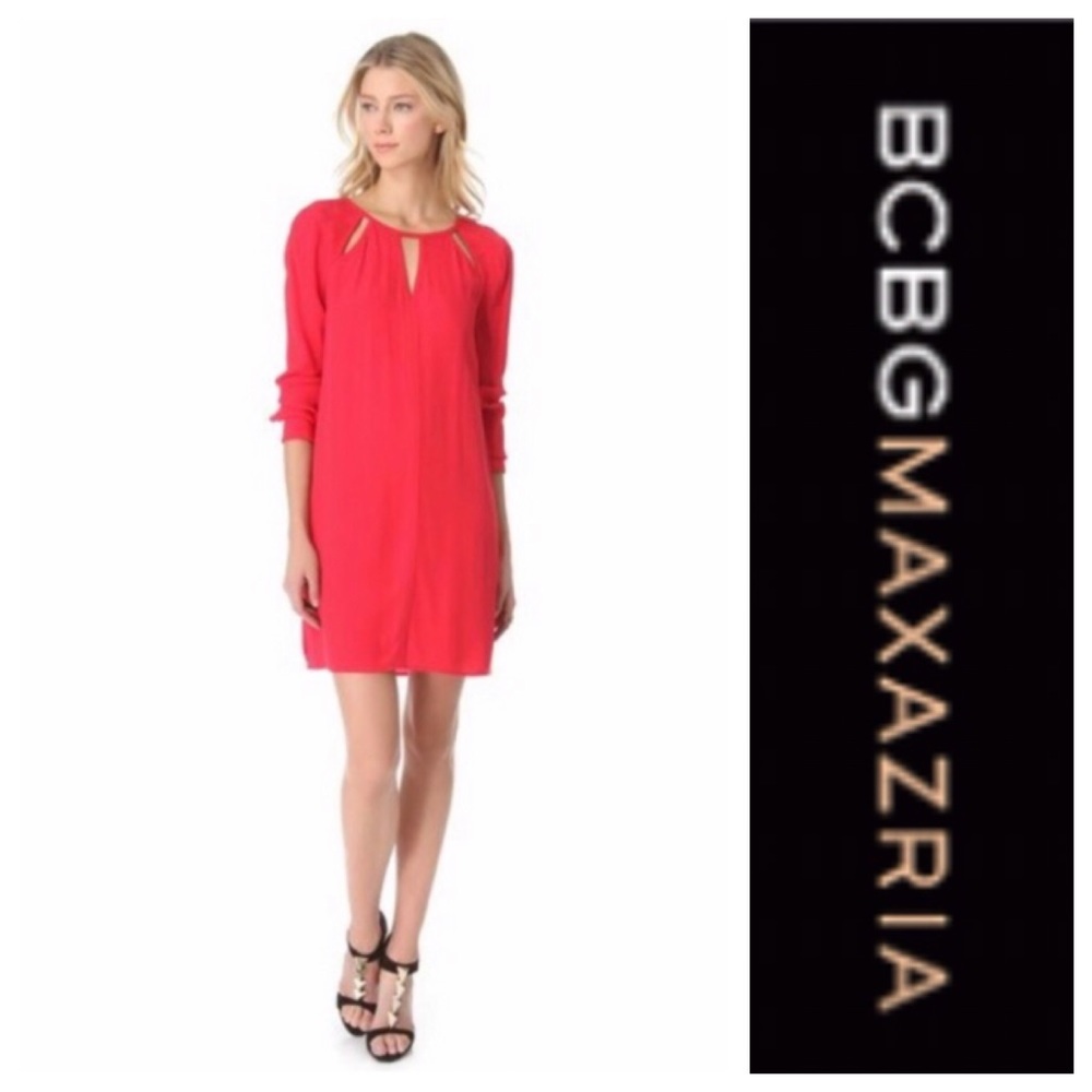 NWT BCBG Red Emmalise Long Sleeve Cutout Dress